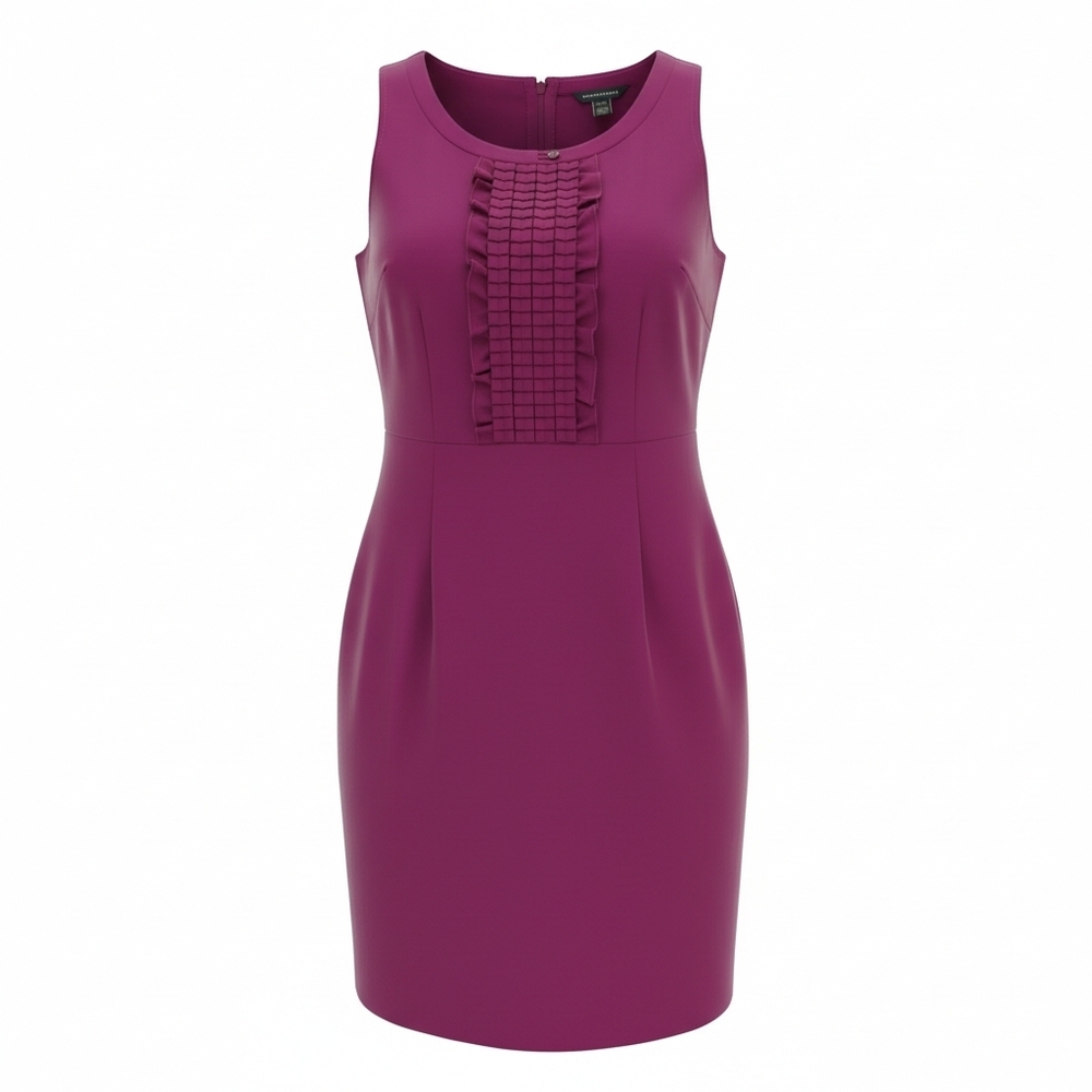 💖 Banana Republic Raspberry Ruffle Front Sheath Dress - Size 8 💖 - Picture 7 of 16